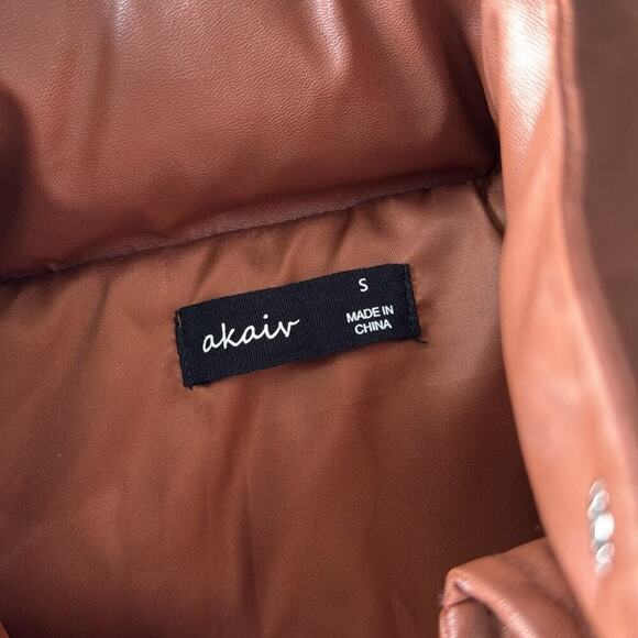Akaiv Pumpkin Faux Leather Puffer Vest Size S - Picture 4 of 4